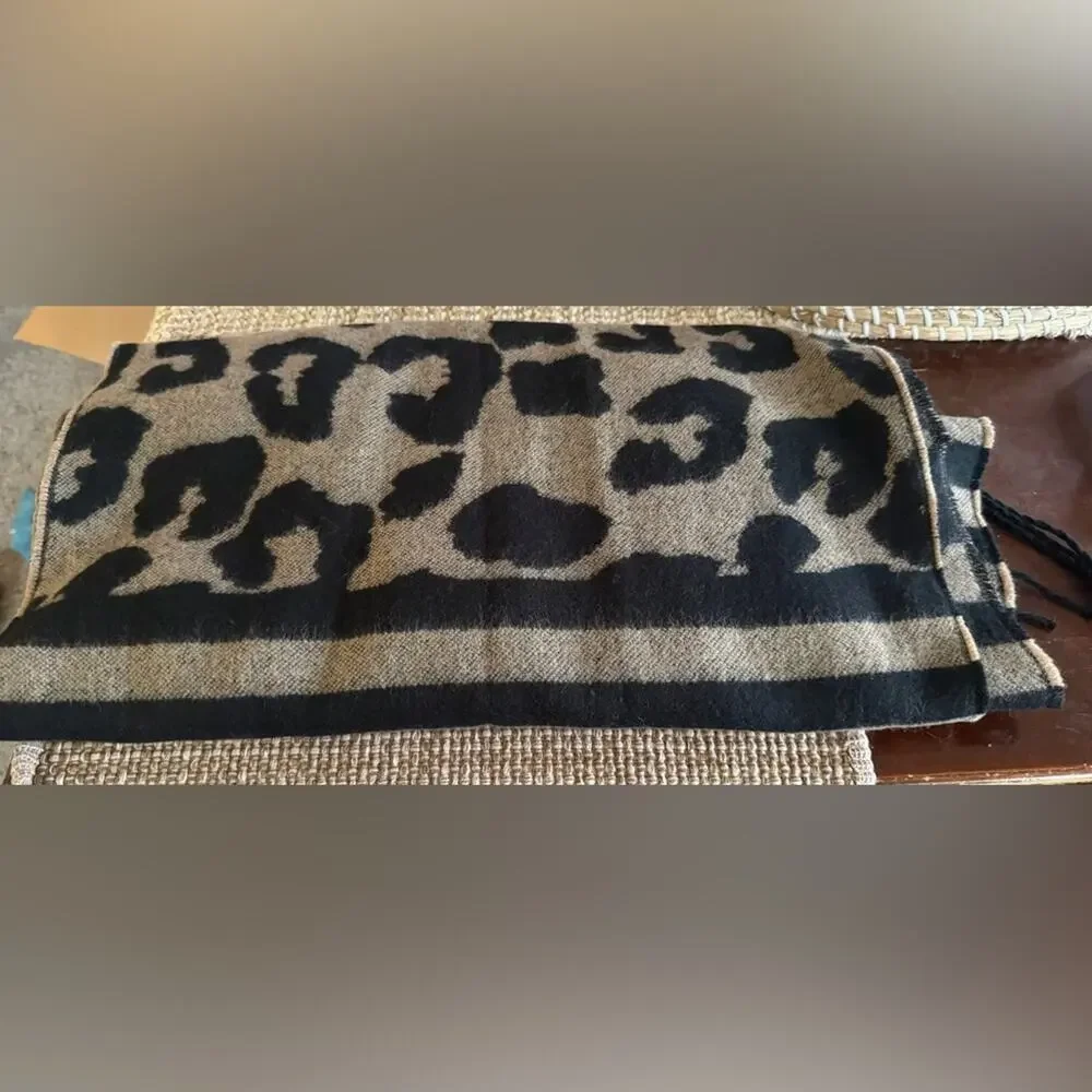 Rebecca Minkoff Black and Tan Leopard Scarf wrap NWT